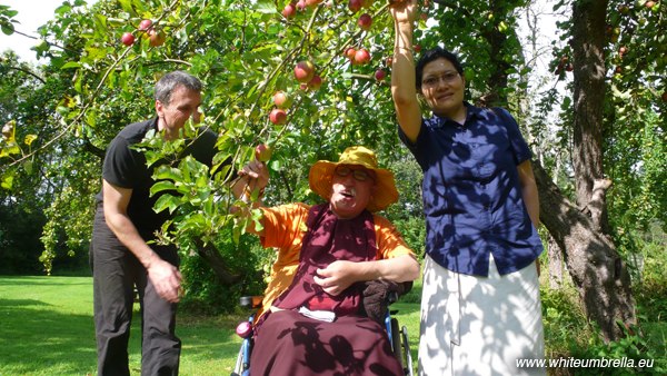 KHCP Mipham Rinpoche and Mayum under the apple tree