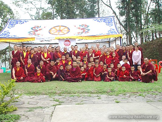KHCP-team 2012 with a part of the patients monks and nuns of Rumtek