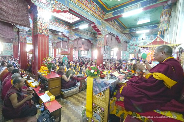 ktm Sherab Gyaltsen Rinpoche leading the Mani pujas