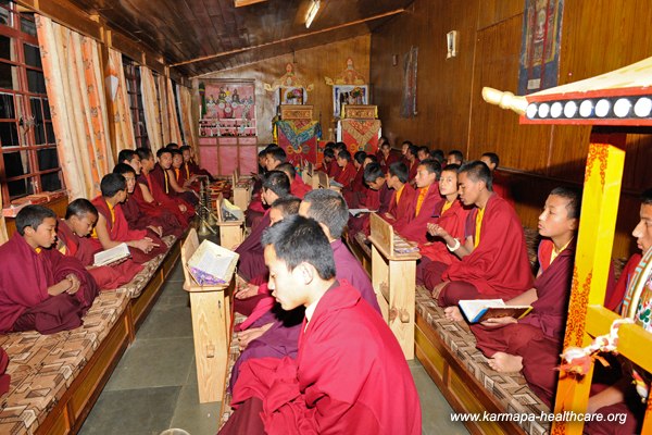 The students perform Mahakala Puja