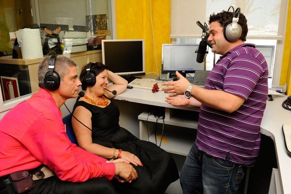 Radio interviews, film presentations, works meetings in diverse countries