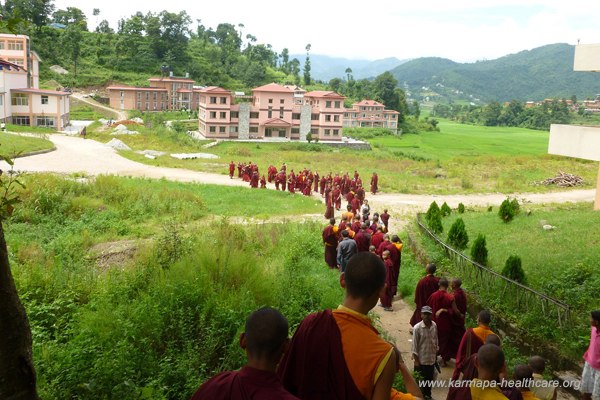 The group on the way down to the new hospital block