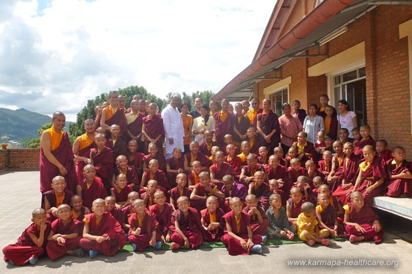 Sherab Gyaltsen Rinpoches group with Dr. Ram Shreesta and his medical team