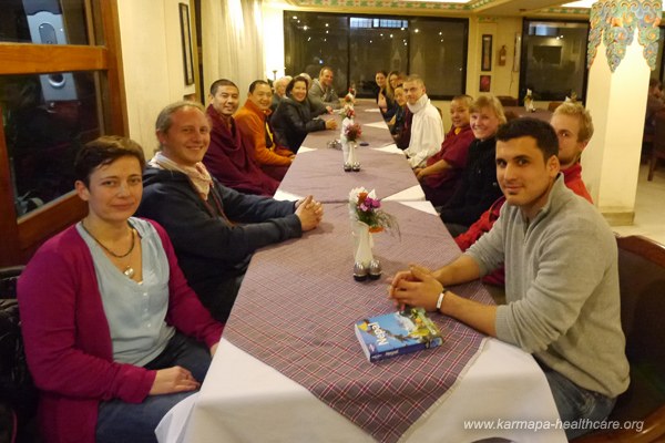 Joint dinner with Dupsing Rinpoche, Lama Phuntsok, Khenpo Sherab, Ani Tenzin