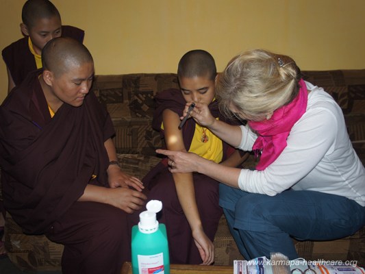 Checkups for the nuns at Sikkim Guesthouse