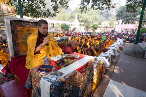 Karmapa Thaye Dorje leading the ceremonies at the Kagyu Monlam