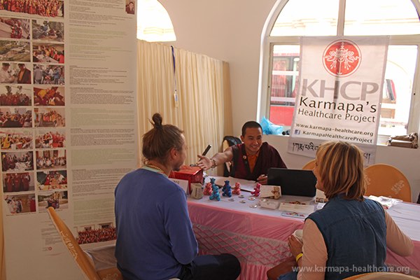 KHCP info desk in the hall of the Maha Bodhi Society