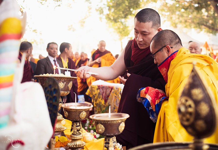 Karmapa Thaye Dorje leading the ceremonies at the Kagyu Monlam