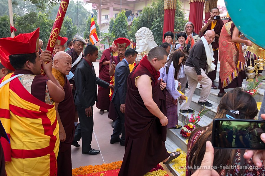 Karmapa Thaye Dorje arrives at the Kagyu Monlam