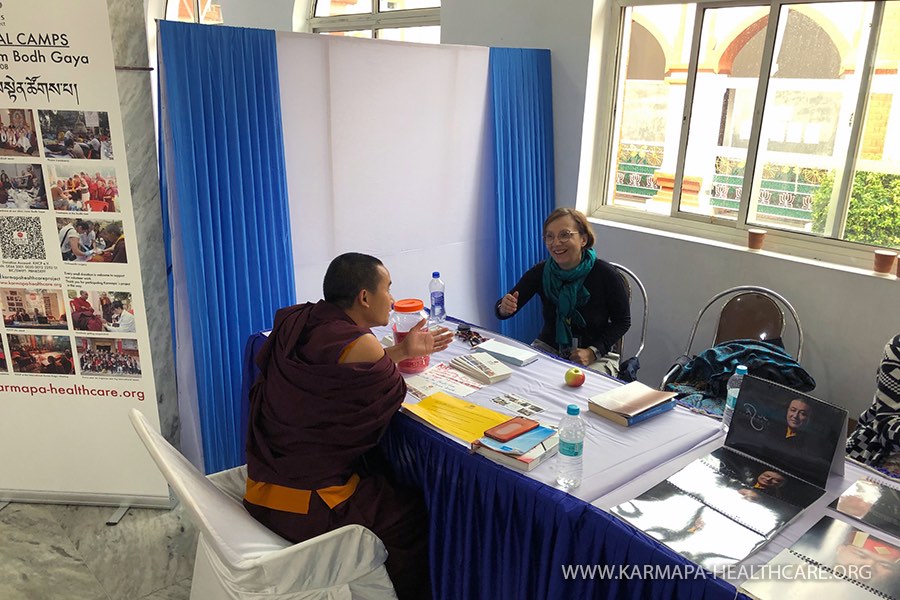 KHCP info desk in the hall of the Maha Bodhi Society