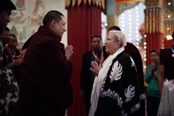 Karmapa meets Pia for Monlam Medical Team blessing